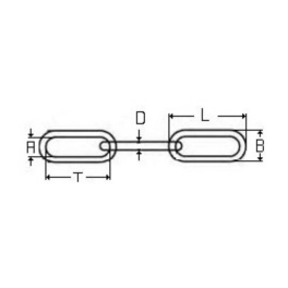 Chaîne maillon long DIN 763 en inox 316 diamètre 6 mm