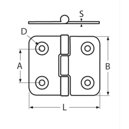 Charnière carrée en inox 316