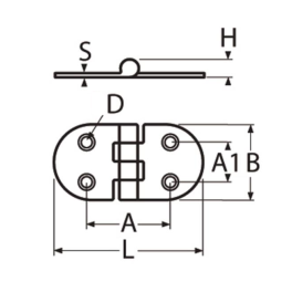 Charnière ovale en inox 304