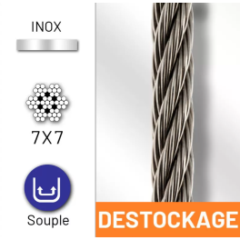 Déstockage - Câble 7x7 en inox 316 diamètre 1.25 mm - 12 mètres