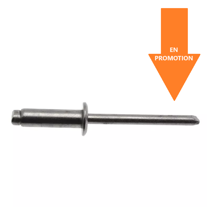 Rivet tête plate din 7337 en inox 304 de diamètre 3 à 6.4 mm