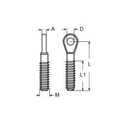 Oeil fileté à droite de diamètre M6 en inox 316