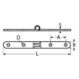 Charnière arrondie longue en inox 316