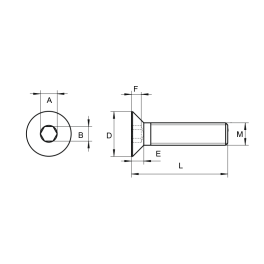Vis TFHC (tête fraisée hexagonale creuse) DIN 7991 en inox 316