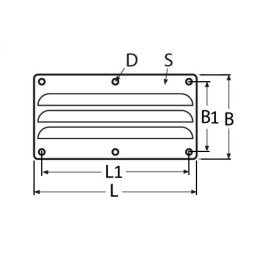 Grille d'aération rectangulaire en inox 316