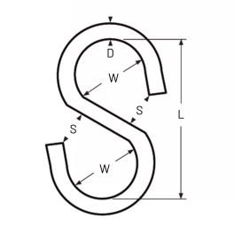 Crochet "S" symétrique en inox 316