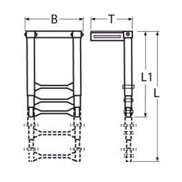 Echelle télescopique avec 3 marches en inox 316