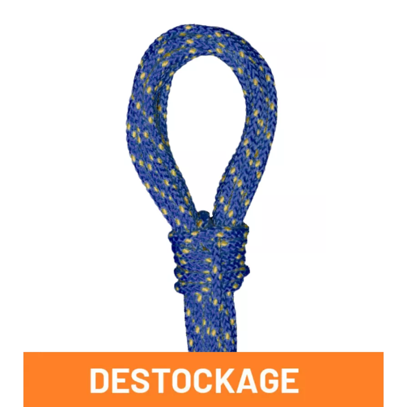 Tresse creuse en polypropylène bleue et jaune en diamètre 6 mm