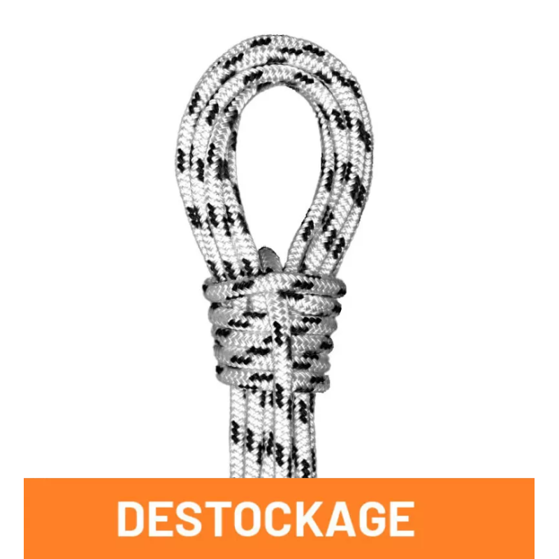 Drisse pré-étirée en polyester haute ténacité blanche et noire en diamètre 6 mm