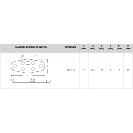 Charnière arrondie en inox 304