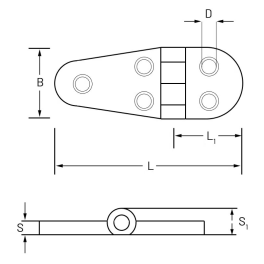 Charnière asymétrique en inox 304