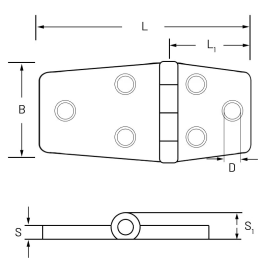 Charnière asymétrique en inox 304