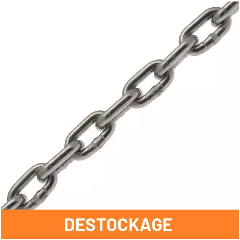 Chaîne maillon court DIN 766 en inox 316 diamètre 8 mm