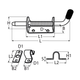 Loquet à ressort en inox 304