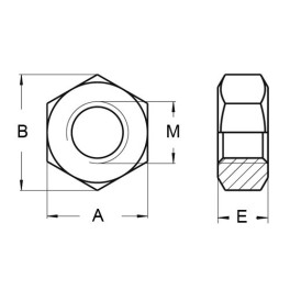 Ecrou hexagonal DIN 934 pas à droite en inox 316 de diamètre M3 à M20