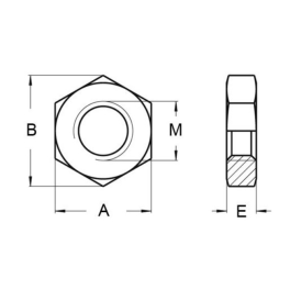 Ecrou hexagonal DIN 439 bas pas à droite en inox 316 du diamètre M6 au M22