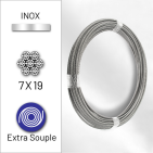 Câble extra souple 7x19 en inox 316 de diamètre 2,5 mm conditionné